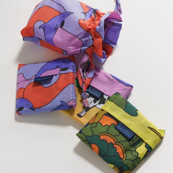 NWT Standard Baggu Set - Animal Friends (Dinosaurs, Dolphins, Grazing Cow) - Picture 4 of 5